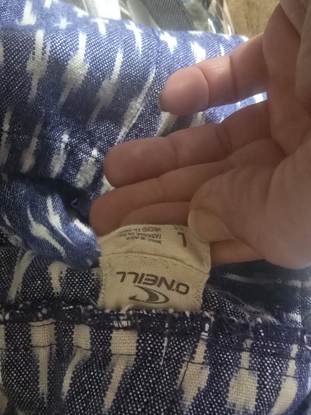 O'Neill Blue & White Patterned Short Overalls - Picture 4 of 4